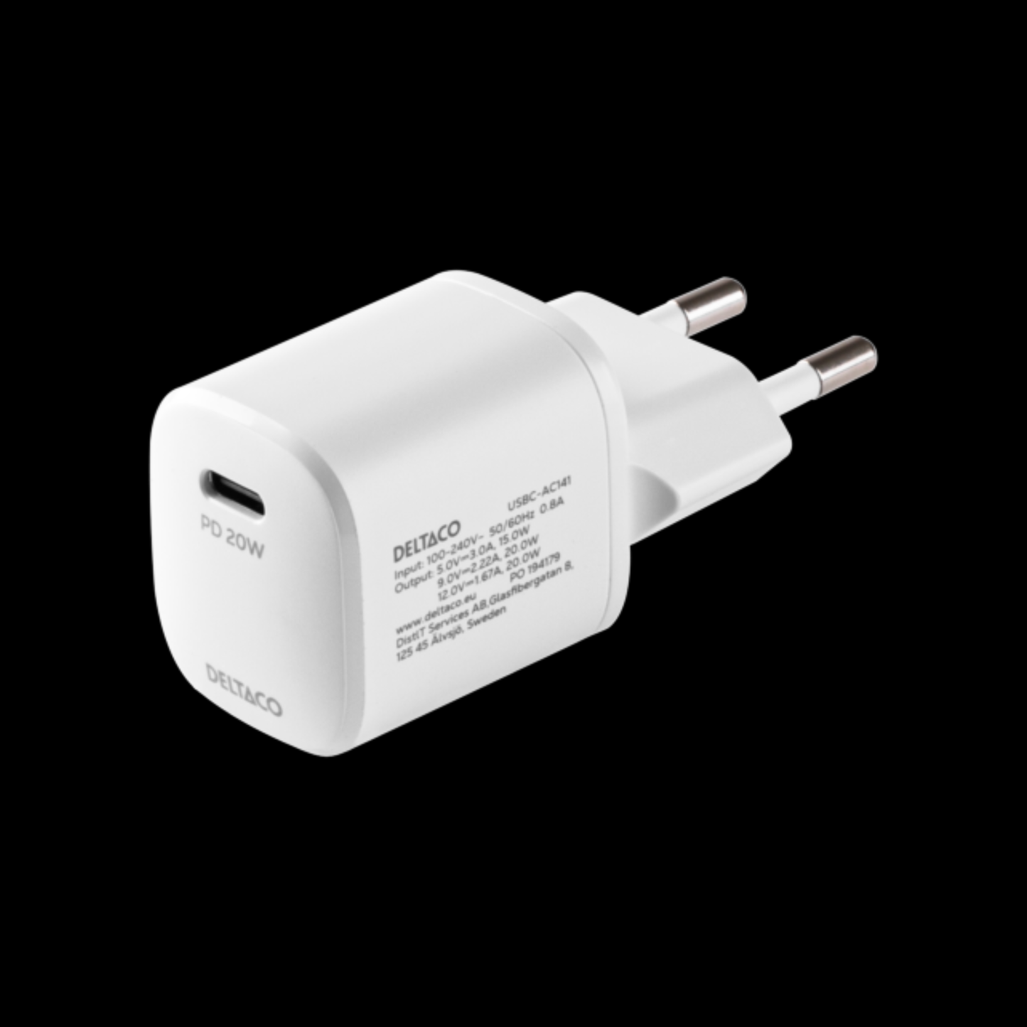 Deltaco USB-C seinälaturi Lightning kaapelilla